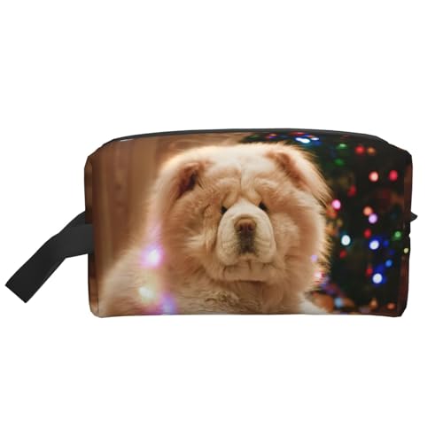 Chow-Chow, weiße, Flauschige Hunde, Haustiere, Hunde, Weihnachten, Kosmetik-Organizer mit großer Kapazität, Reise-Make-up-Tasche für Frauen von BYwenhopnbs