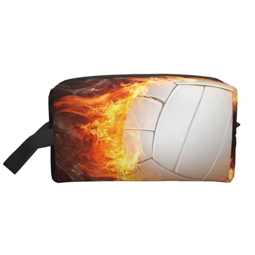 Cool Fire Flame Volleyball Ball Kosmetik-Organizer mit großer Kapazität, Reise-Make-up-Tasche für Frauen von BYwenhopnbs
