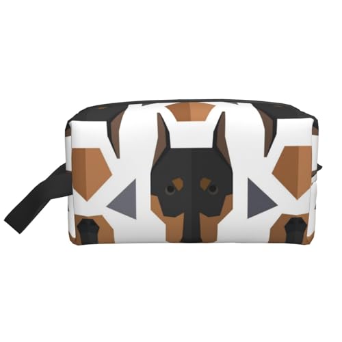 Dobermannkopf mit polygonalem Muster, Kosmetik-Organizer mit großer Kapazität, Reise-Make-up-Tasche für Frauen von BYwenhopnbs