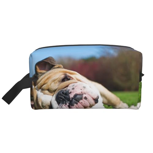 Englische Bulldoggen, müde Hunde, Rasenhaustiere, englischer Kosmetik-Organizer mit großer Kapazität, Reise-Make-up-Tasche für Frauen von BYwenhopnbs