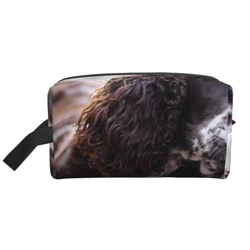 Englischer Cocker Spaniel, bräunlich-weiße lockige Hunde, Kosmetik-Organizer mit großer Kapazität, Reise-Make-up-Tasche für Frauen von BYwenhopnbs