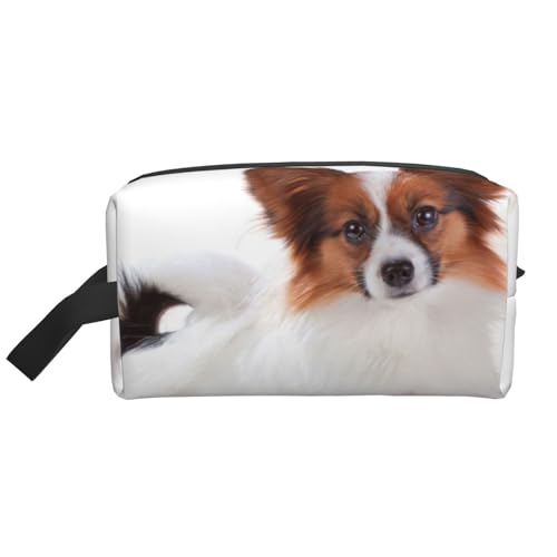 Flauschiger Papillon-Hund, Kosmetik-Organizer mit großer Kapazität, Reise-Make-up-Tasche für Frauen von BYwenhopnbs
