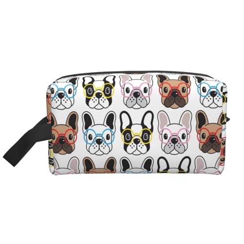 Französische Bulldogge mit Brille, Kosmetik-Organizer mit großer Kapazität, Reise-Make-up-Tasche für Frauen Französische Bulldogge mit Brille, Kosmetik-Organizer mit großer Kapazität, Reise-Make-up-Tasche für Frauen von BYwenhopnbs