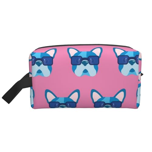 Französische Bulldogge mit Brille (2) Kosmetik-Organizer mit großem Fassungsvermögen, Reise-Make-up-Tasche für Damen von BYwenhopnbs
