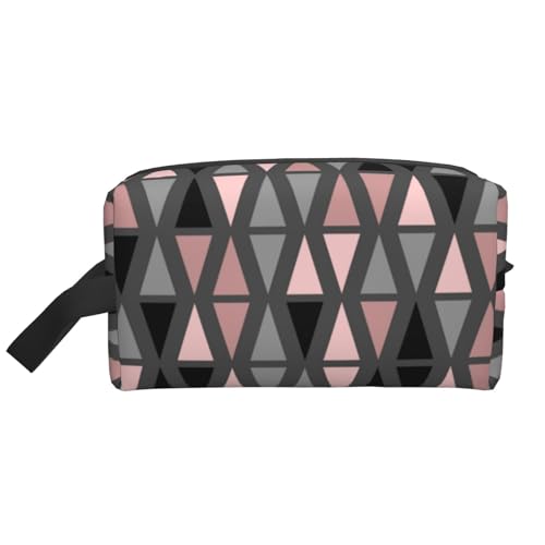 Geometrisches Grau, Rouge und Koralle, Kosmetik-Organizer mit großer Kapazität, Reise-Make-up-Tasche für Damen von BYwenhopnbs