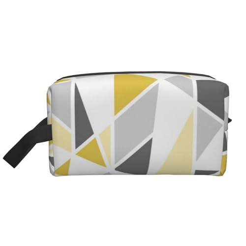 Geometrisches Muster in Gelb und Grau. Kosmetik-Organizer mit großer Kapazität, Reise-Make-up-Tasche für Damen von BYwenhopnbs