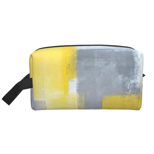 Graues und gelbes abstraktes Kunstgemälde, Kosmetik-Organizer mit großer Kapazität, Reise-Make-up-Tasche für Frauen von BYwenhopnbs