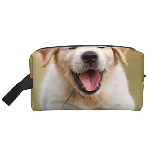 Happy Labrador Retriever Cute Kosmetik-Organizer mit großer Kapazität, Reise-Make-up-Tasche für Frauen von BYwenhopnbs