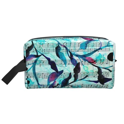 Kosmetik-Organizer mit Aquarell-Musik, Zweigen und Blättern, große Kapazität, Reise-Make-up-Tasche für Damen von BYwenhopnbs