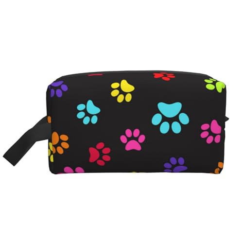 Kosmetik-Organizer mit Buntem Hunde- und Katzenpfoten-Print, große Kapazität, Reise-Make-up-Tasche für Frauen von BYwenhopnbs