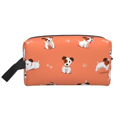 Kosmetik-Organizer mit Cartoon-Jack-Russell-Terrier und großer Kapazität, Reise-Make-up-Tasche für Frauen von BYwenhopnbs