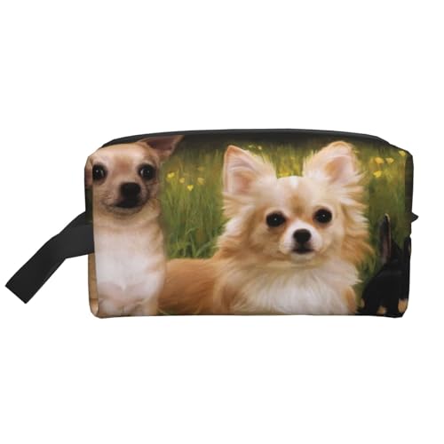 Kosmetik-Organizer mit Chihuahua-Hund und großer Kapazität, Reise-Make-up-Tasche für Frauen von BYwenhopnbs