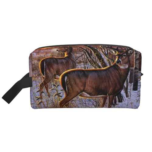 Kosmetik-Organizer mit Hirsch-Bilddruck, große Kapazität, Reise-Make-up-Tasche für Damen von BYwenhopnbs