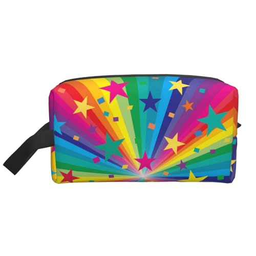 Kosmetik-Organizer mit Regenbogen- und Sternenkonfetti-Strahlen und großer Kapazität, Reise-Make-up-Tasche für Damen von BYwenhopnbs