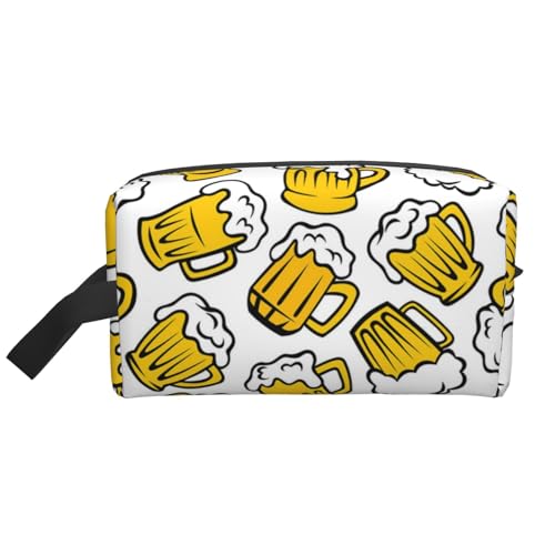 Kosmetik-Organizer mit Retro-Cartoon-Bier, große Kapazität, Reise-Make-up-Tasche für Frauen von BYwenhopnbs