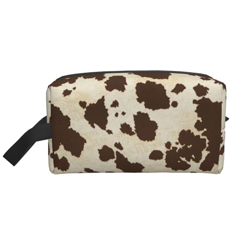 Kosmetik-Organizer mit Rindsleder-Print und großer Kapazität, Reise-Make-up-Tasche für Damen von BYwenhopnbs