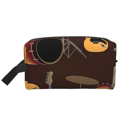 Kosmetik-Organizer mit Rock-Muster und Retro-Trommeln, große Kapazität, Reise-Make-up-Tasche für Damen von BYwenhopnbs