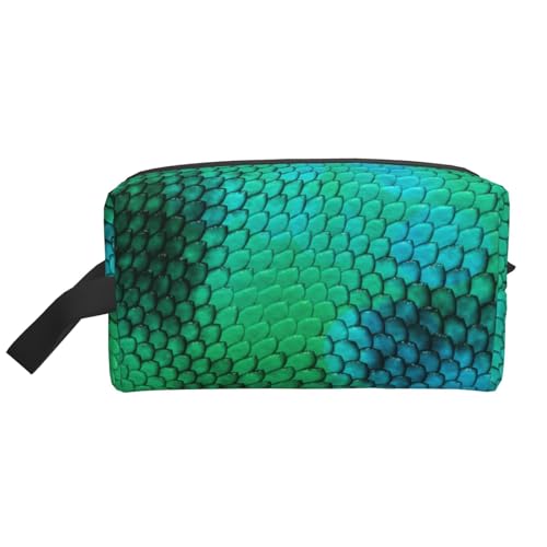 Kosmetik-Organizer mit Schlangenschuppen-Motiv, große Kapazität, Reise-Make-up-Tasche für Damen von BYwenhopnbs
