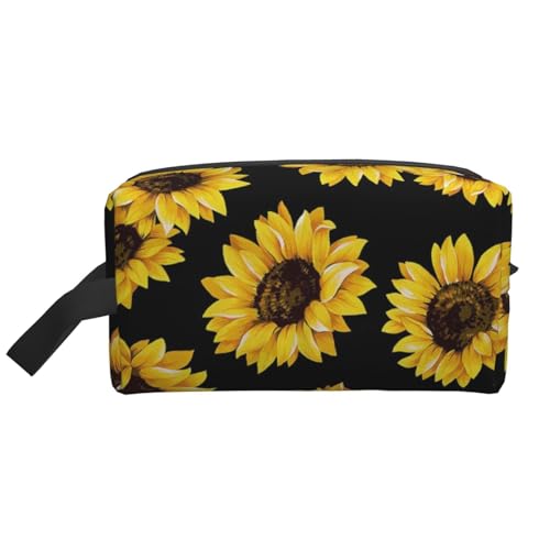 Kosmetik-Organizer mit Sonnenblumen-Design, große Kapazität, Reise-Make-up-Tasche für Damen von BYwenhopnbs