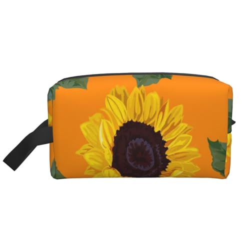 Kosmetik-Organizer mit Sonnenblumen-Nahtlosem Muster, große Kapazität, Reise-Make-up-Tasche für Damen von BYwenhopnbs