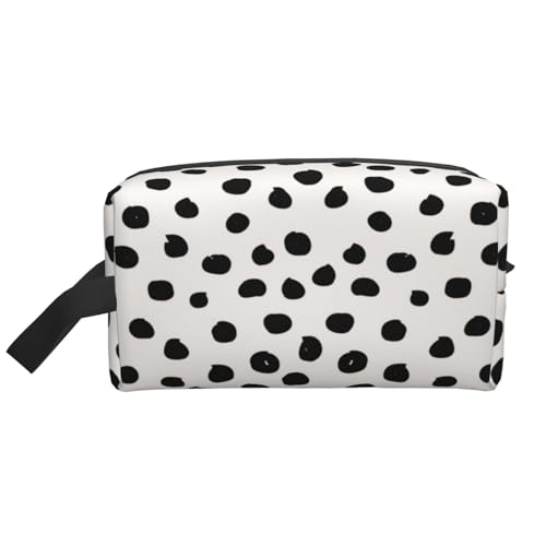 Kosmetik-Organizer mit Tiermuster und Punkten, Schwarz-Weiß-Dalmatiner, große Kapazität, Reise-Make-up-Tasche für Damen von BYwenhopnbs