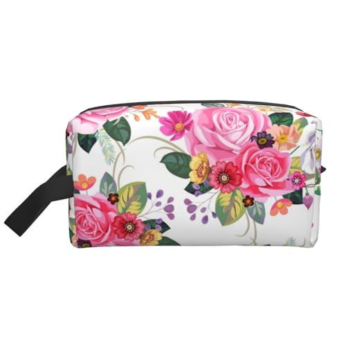 Kosmetik-Organizer mit Vintage-Blumensträußen und großer Kapazität, Reise-Make-up-Tasche für Frauen von BYwenhopnbs