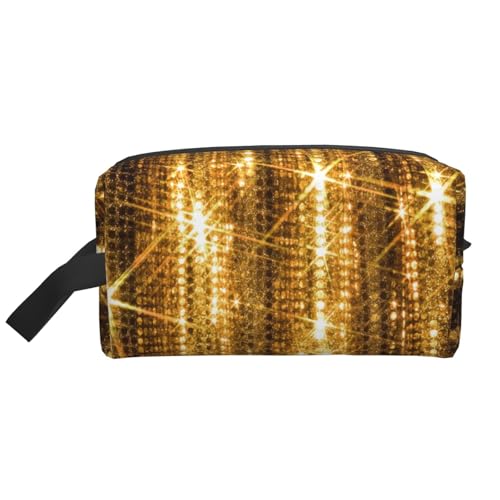 Kosmetik-Organizer mit goldenen Pailletten und großer Kapazität, Reise-Make-up-Tasche für Damen von BYwenhopnbs