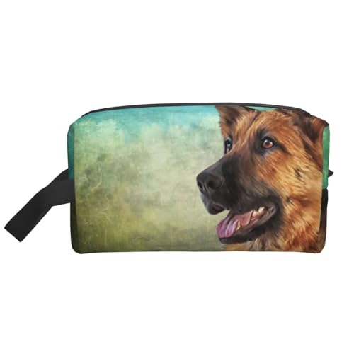 Kosmetik-Organizer mit großem Fassungsvermögen, Reise-Make-up-Tasche für Damen, Porträt eines Deutschen Schäferhundes von BYwenhopnbs