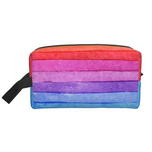 Kosmetik-Organizer mit großer Kapazität, Regenbogenfarben, gestreift, Reise-Make-up-Tasche für Damen von BYwenhopnbs