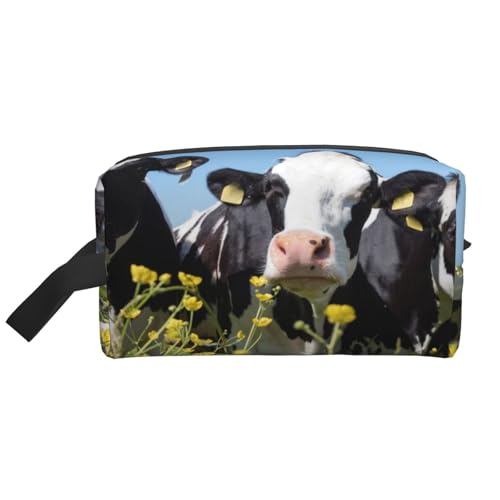 Kosmetik-Organizer mit großer Kapazität, Schwarz-Weiß-Kühe, Reise-Make-up-Tasche für Damen von BYwenhopnbs
