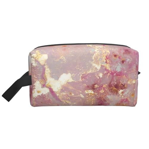Kosmetik-Organizer mit rosa Marmorstruktur und großer Kapazität, Reise-Make-up-Tasche für Damen von BYwenhopnbs
