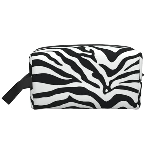 Kosmetik-Organizer mit schwarzem und weißem Zebramuster und großer Kapazität, Reise-Make-up-Tasche für Damen von BYwenhopnbs