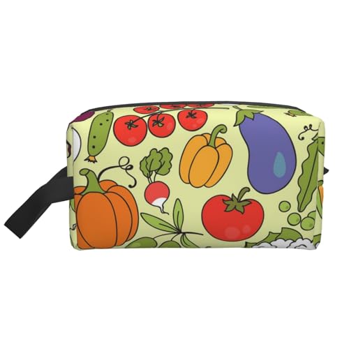 Kosmetik-Organizer mit verschiedenen Gemüsemustern und großer Kapazität, Reise-Make-up-Tasche für Damen von BYwenhopnbs