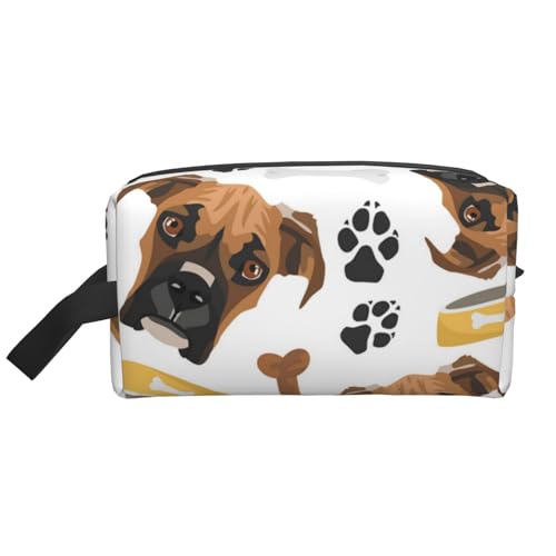 Lächelnder Hund Boxer Kosmetik-Organizer mit großer Kapazität, Reise-Make-up-Tasche für Frauen von BYwenhopnbs