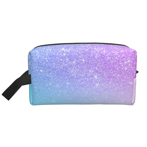 Lila-Pink-Glitzer-Ombre-Blau-Farbverlauf, Kosmetik-Organizer mit großer Kapazität, Reise-Make-up-Tasche für Damen von BYwenhopnbs