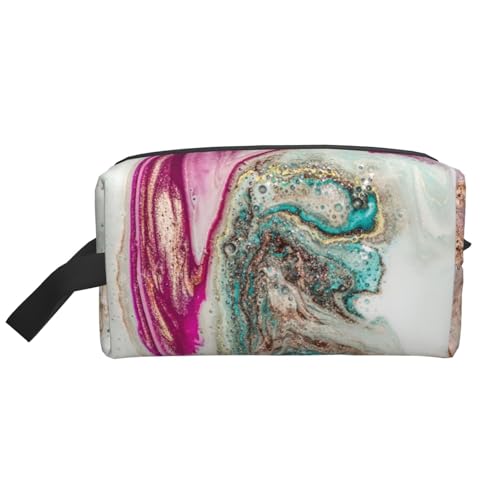 Lila-grünes, goldenes Marmoroberflächendesign, Kosmetik-Organizer mit großer Kapazität, Reise-Make-up-Tasche für Damen von BYwenhopnbs