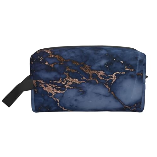 Marineblaues und kupfernes Marmormuster, Kosmetik-Organizer mit großer Kapazität, Reise-Make-up-Tasche für Damen von BYwenhopnbs