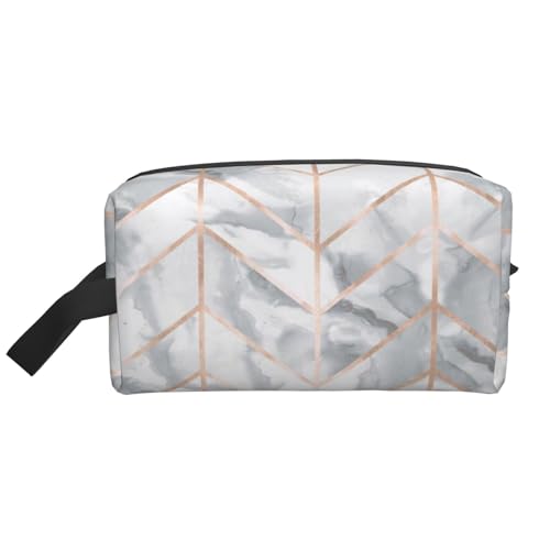 Marmor Fischgrätenmuster Roségold Kosmetik-Organizer mit großer Kapazität, Reise-Make-up-Tasche für Frauen von BYwenhopnbs