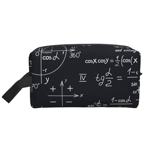 Mathematische Nahtlose Muster mit geometrischen Formen und Formeln. Kosmetik-Organizer mit großer Kapazität, Reise-Make-up-Tasche für Damen von BYwenhopnbs