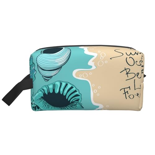 Mit blauem Muschel-Vektorbild. Kosmetik-Organizer mit großer Kapazität, Reise-Make-up-Tasche für Damen von BYwenhopnbs