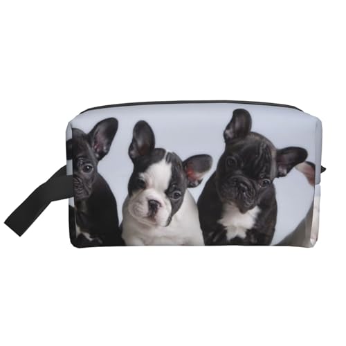 Niedliche französische Bulldoggenwelpen. Kosmetik-Organizer mit großer Kapazität, Reise-Make-up-Tasche für Frauen von BYwenhopnbs