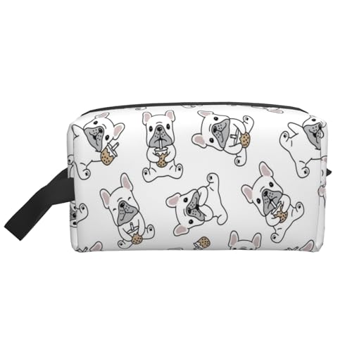 Niedliches französisches Bulldoggenmuster, Kosmetik-Organizer mit großer Kapazität, Reise-Make-up-Tasche für Frauen von BYwenhopnbs