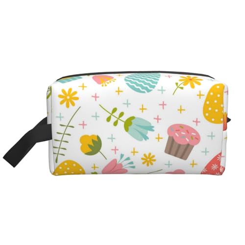Ostern, Frühling, mit Blumen und Eiern, Kosmetik-Organizer mit großer Kapazität, Reise-Make-up-Tasche für Frauen von BYwenhopnbs