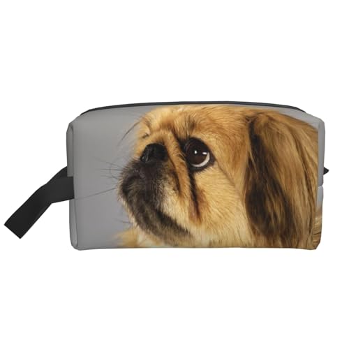 Pekingese Flauschige Hunde Süße Hunde Haustiere Hunde Kosmetik-Organizer mit großer Kapazität, Reise-Make-up-Tasche für Frauen von BYwenhopnbs