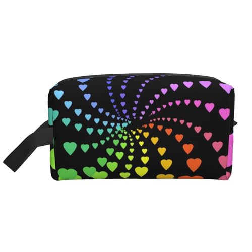 Rainbow Hearts Kosmetik-Organizer mit großer Kapazität, Reise-Make-up-Tasche für Damen von BYwenhopnbs