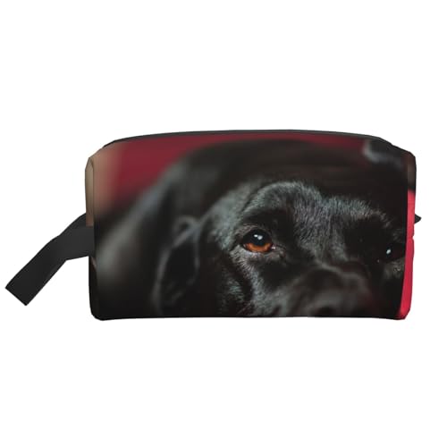 Schwarze Labrador Retriever-Haustiere, Bokeh, Schwarze Hunde, Kosmetik-Organizer mit großer Kapazität, Reise-Make-up-Tasche für Frauen von BYwenhopnbs