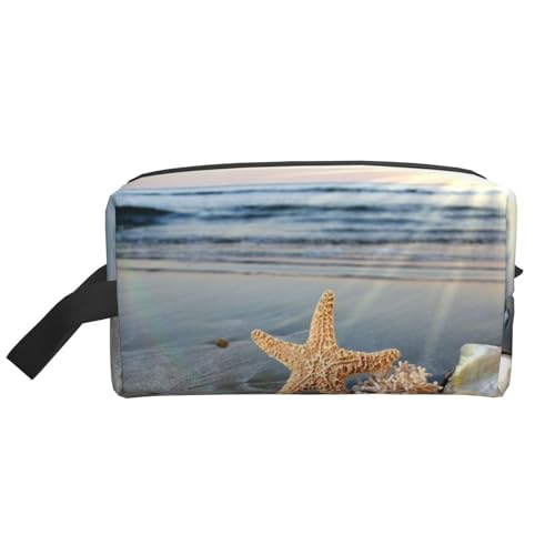 Seestern-Muschel, sonniger Strand, Kosmetik-Organizer mit großer Kapazität, Reise-Make-up-Tasche für Frauen von BYwenhopnbs