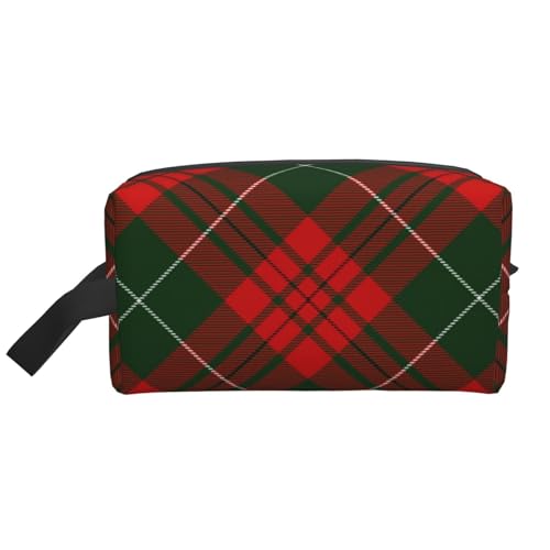 Weihnachts-Kosmetik-Organizer mit schottischem Tartan und großer Kapazität, Reise-Make-up-Tasche für Frauen von BYwenhopnbs