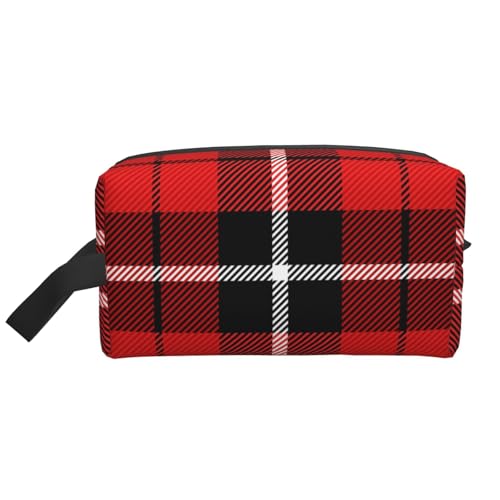 Weihnachts-Tartan-Rot-Plaid-Kosmetik-Organizer mit großer Kapazität, Reise-Make-up-Tasche für Frauen von BYwenhopnbs