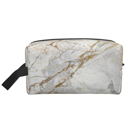 Weiß, Grau, Silber, Perlmutt, Gold, Pinsel, Marmor, Kosmetik-Organizer mit großer Kapazität, Reise-Make-up-Tasche für Damen von BYwenhopnbs